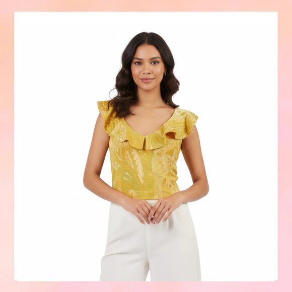 Zara Tops - Zara Paisley Ruffle Sleeve Crop Top- Size Small